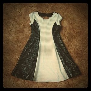 Emily West white-stripped black-laced kid's dress